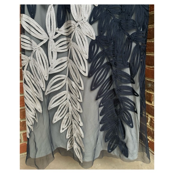 NWOT BHLDN JS Collections Soutache Leaf Embroidered Gown In Navy and Grey Size 4 - Picture 10 of 15